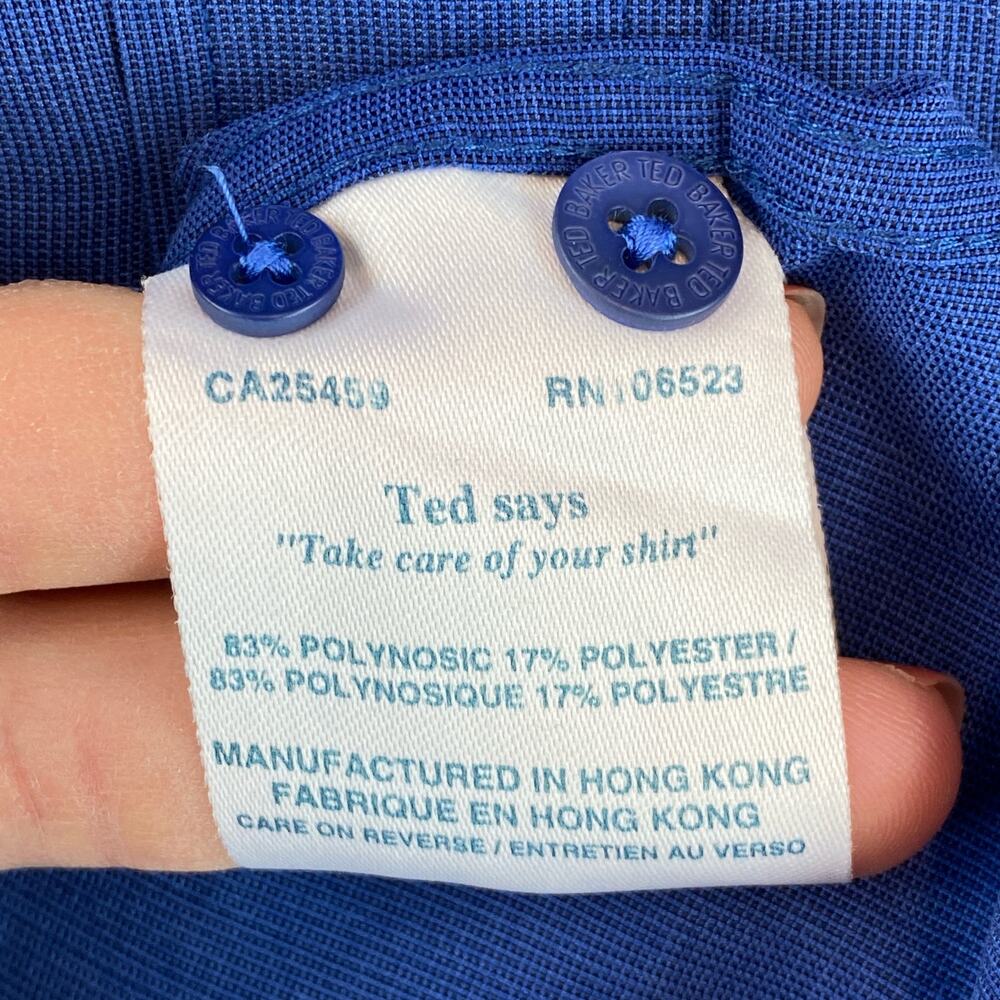 Ted Baker London Blue Long Sleeve Chest Pocket Button-Down Shirt Size Large/4 - Picture 10 of 12